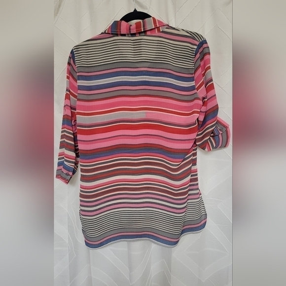 MULTIPLES ROLL TAB SLEEVE 4-BUTTON FRONT P/O SHIRT - Picture 2 of 4